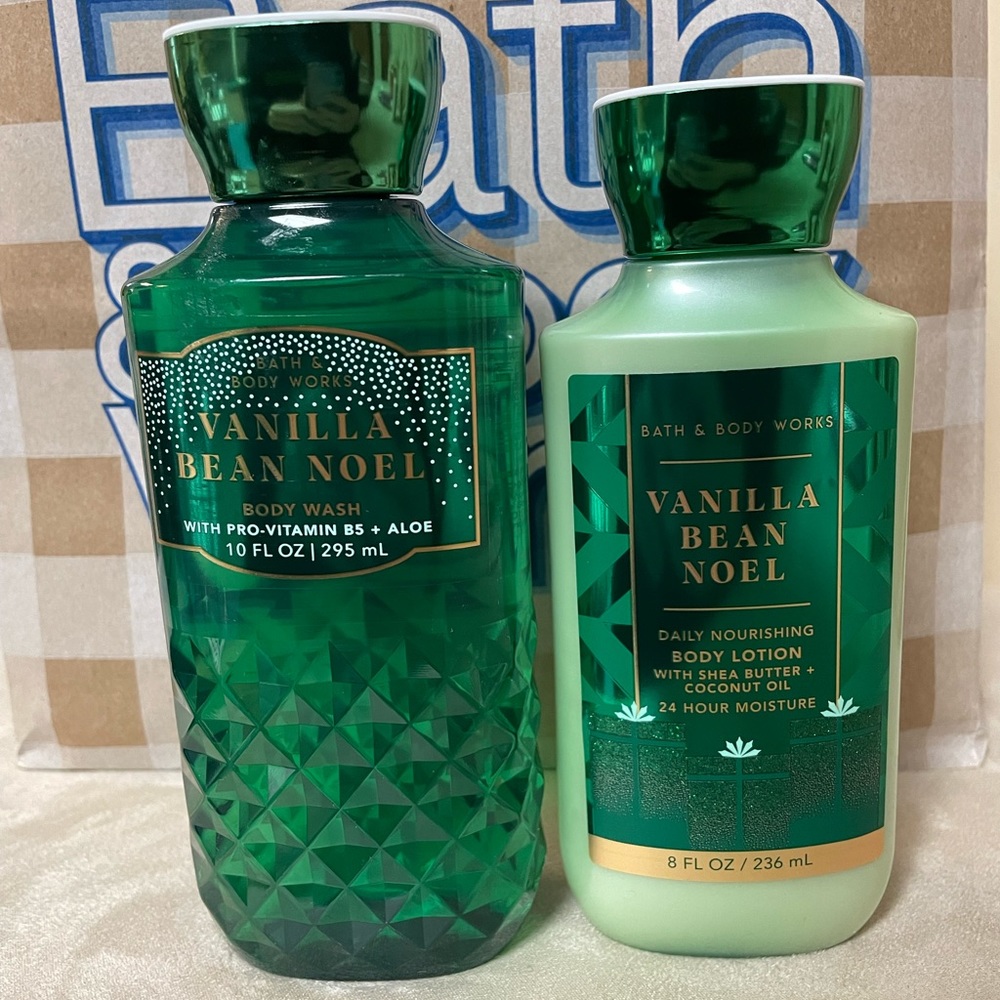 Bath and Body Works Vanilla Bean Noel Body Wash and Body Lotion